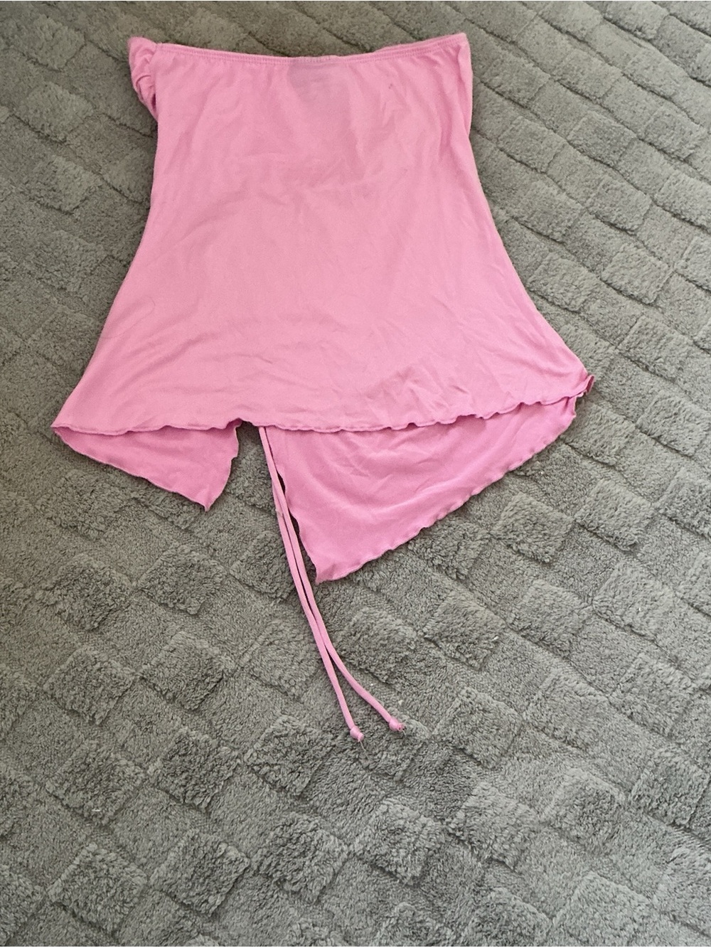 Pink Strapless Ruched Asymmetrical Tube Top - Picture 2 of 2